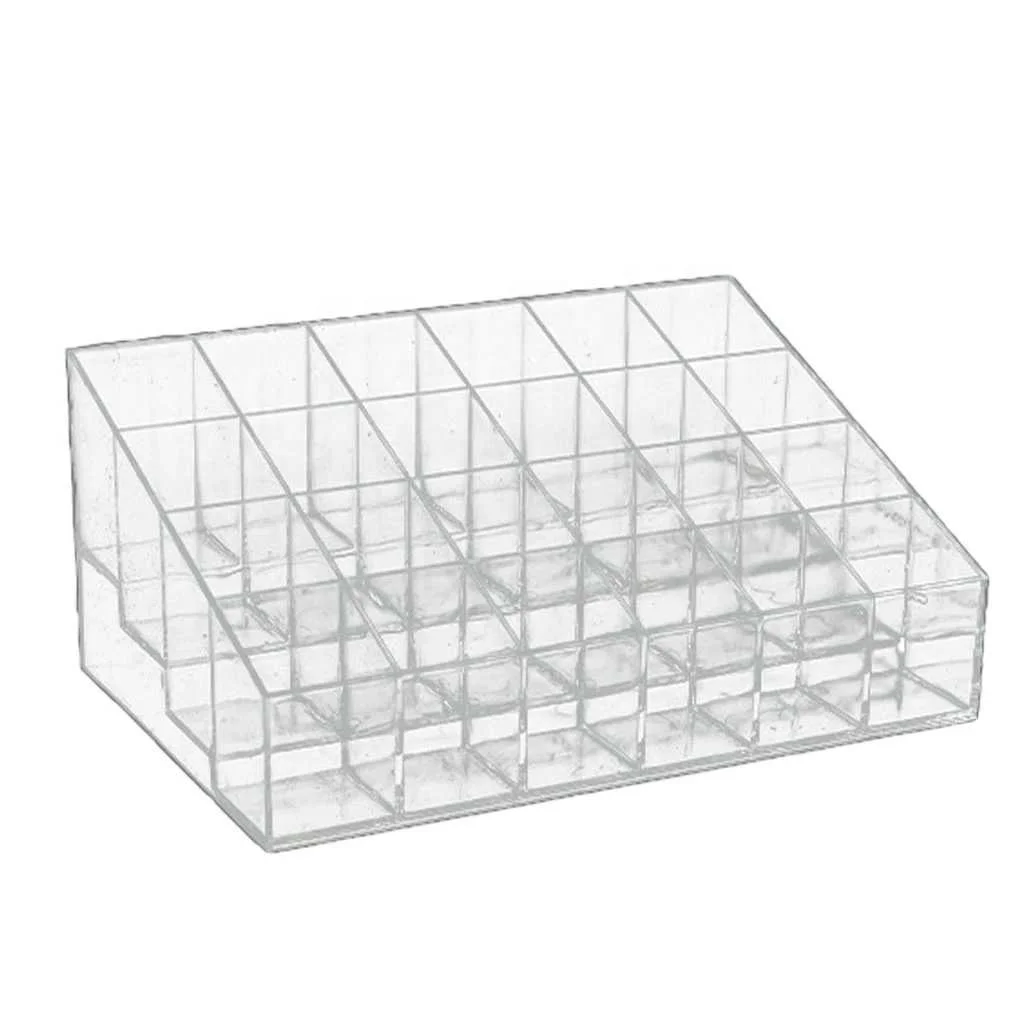 Clear 24 Grid Lipstick Stand Case Makeup Organizer Storage Box Lipstick Display Stand Holder Cosmetic Jewelry Organizer Box