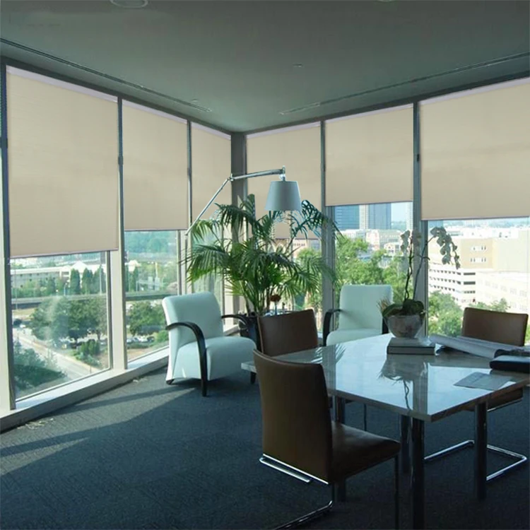 
For office home school bathroom 100% Blackout Roller Shades Custom Waterproof Fabric cordless sunscreen roller window blinds 