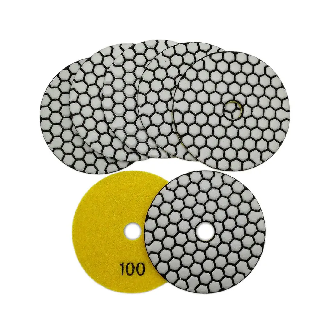 4Inch Dry Flexible Diamond Polishing Pads Grit 100 For Granite Marble Quartz 7Pcs /Set