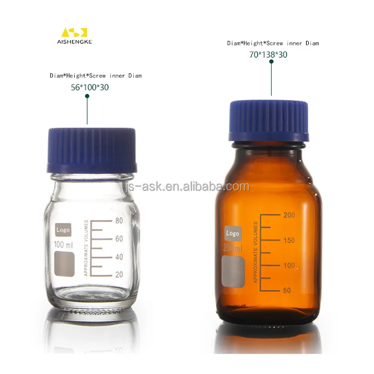 ASK Manufacture 50mL-20L Low And High Borosilicate 3.3 Glass Reagent Bottles