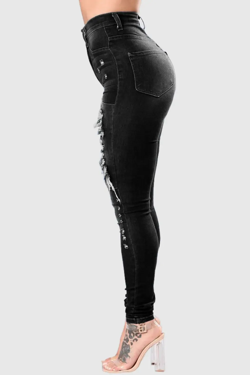 Wholesale Hot Sales Stretchy Jean Women Slim Straight Ripped Jeans Mujer Skinny Pencil Style Distressed Jeans Women