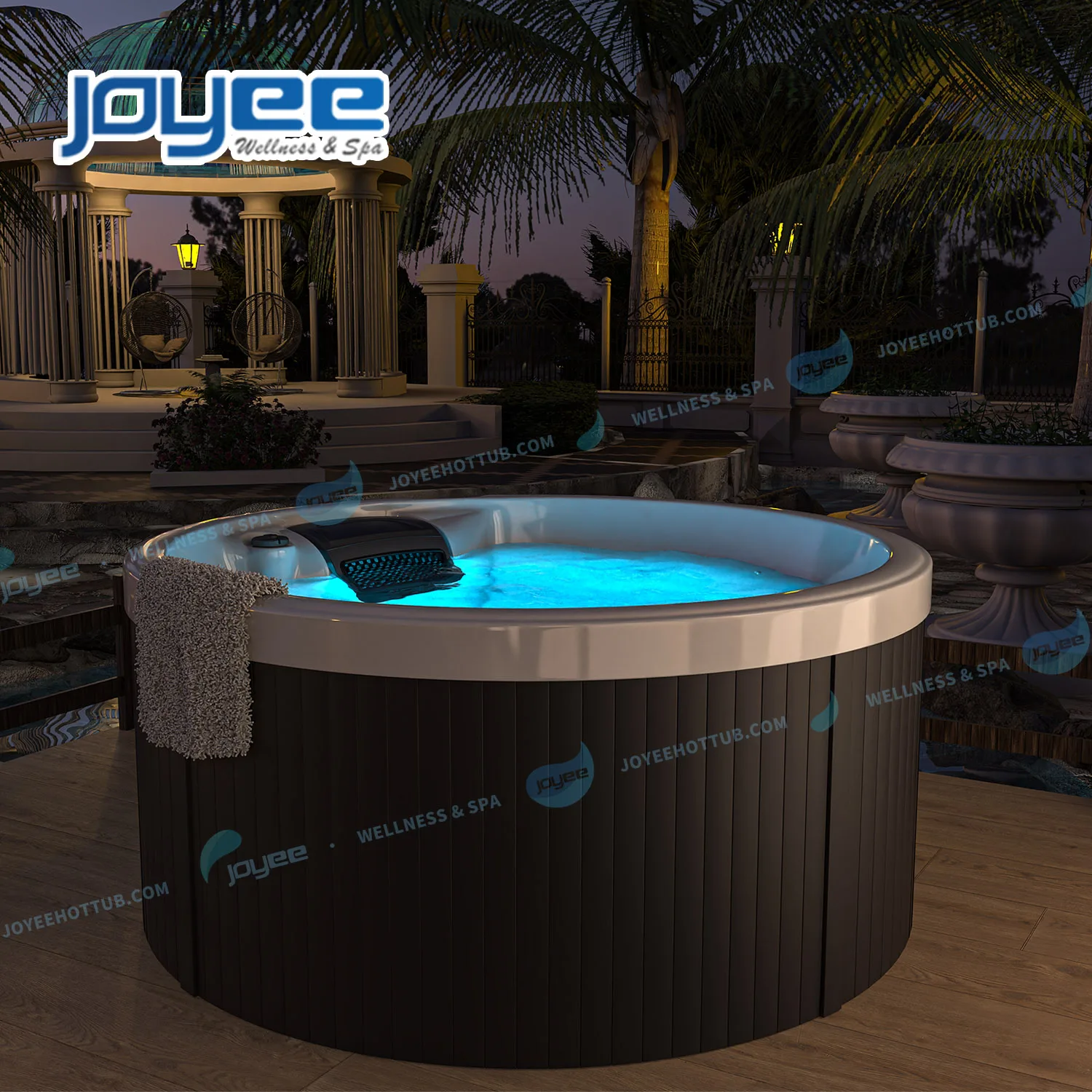 JOYEE European Round Hot Tub For 4 People Hot Tube Outdoor SPA Tubs Jacuzzier Massage Tubs Garden Spa hottub outdoor spa