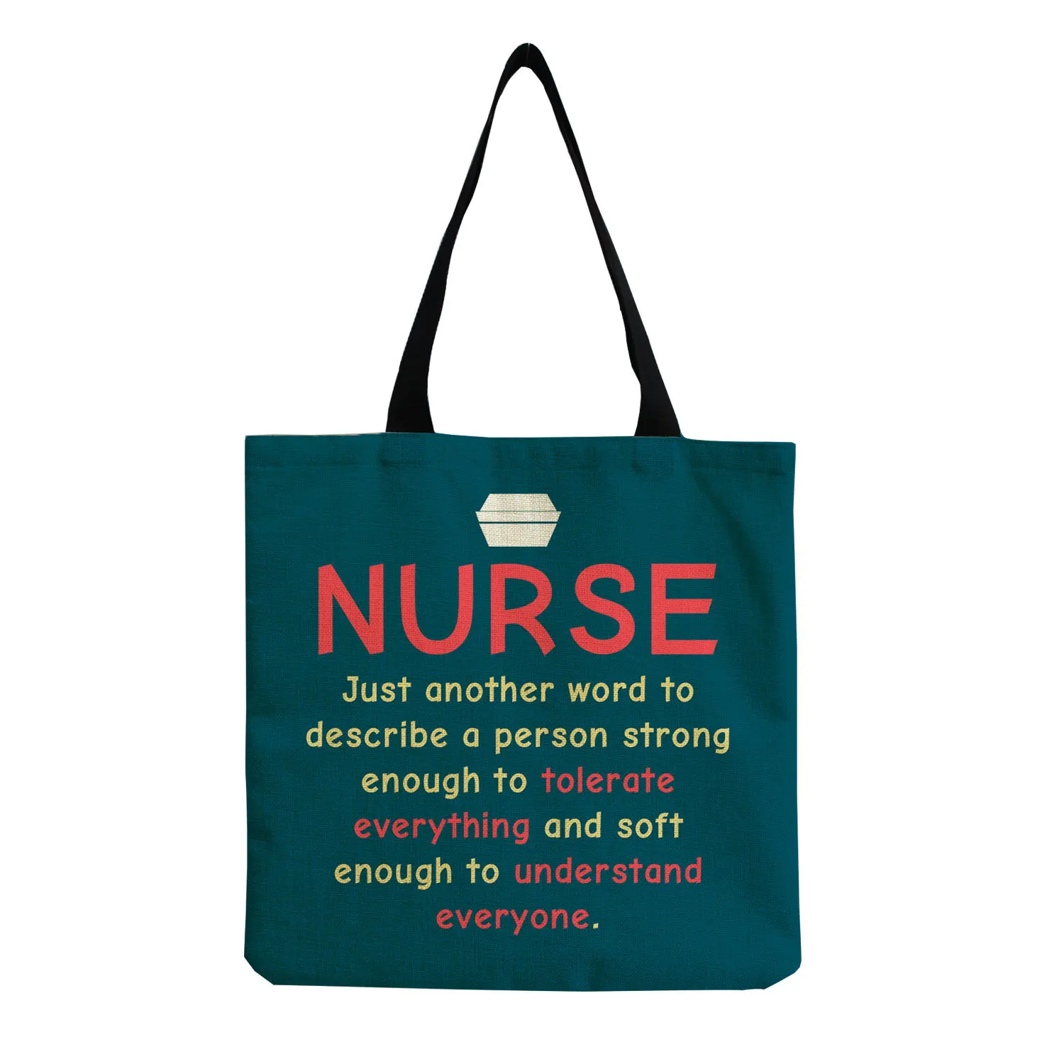 In Stock New Style Medical Print Portable Eco Friendly Black Cotton Canvas Dentist Nurse Tote Bag