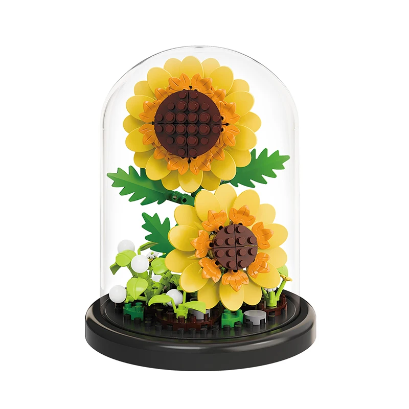 ABS Plastic Unisex Building Block Set Educational DIY Toy for Flower Arrangements Packed Legos Flowers Building Bricks