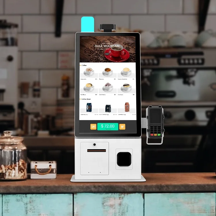 24 inch digital restaurant menu display touchscreen POS terminal self-service ordering kiosk
