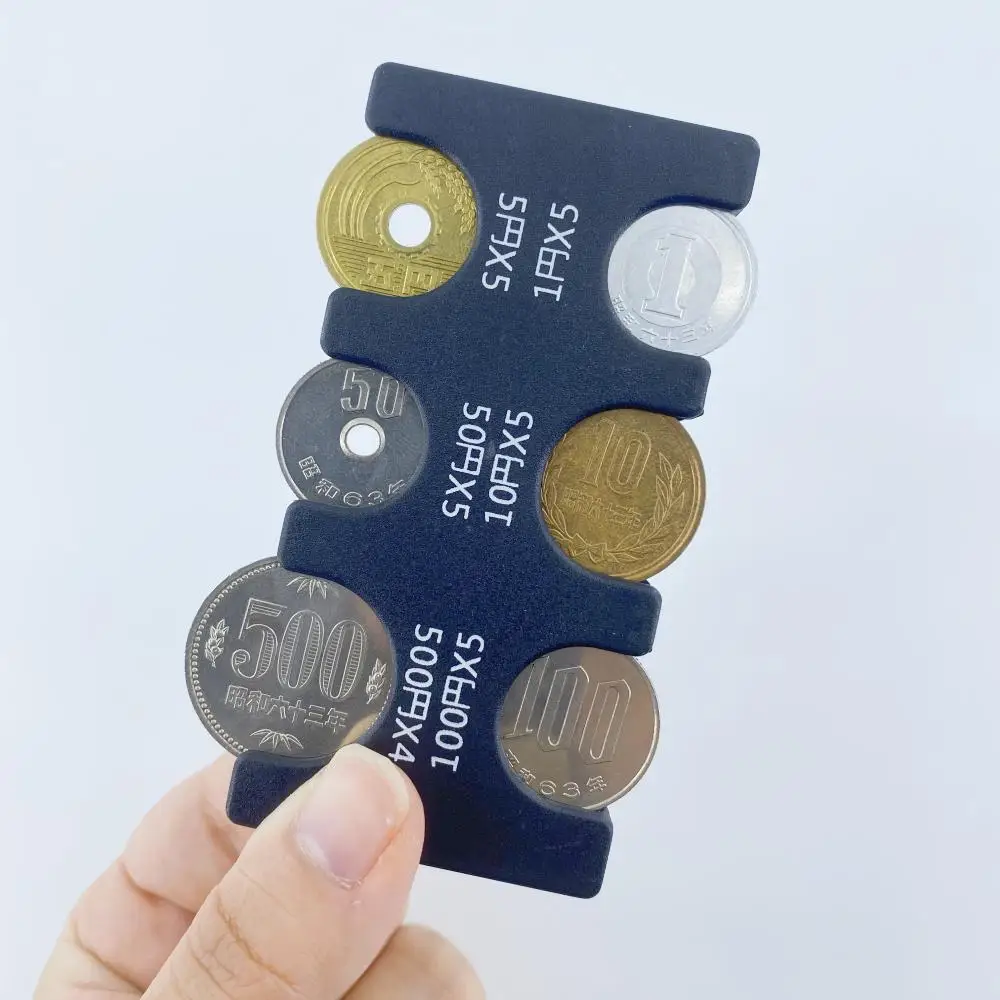 Classic Japanese Coin Holder Card Case Organizer JPY Coin Organizer Plastic Coin Sorter Wallet for Daily Life