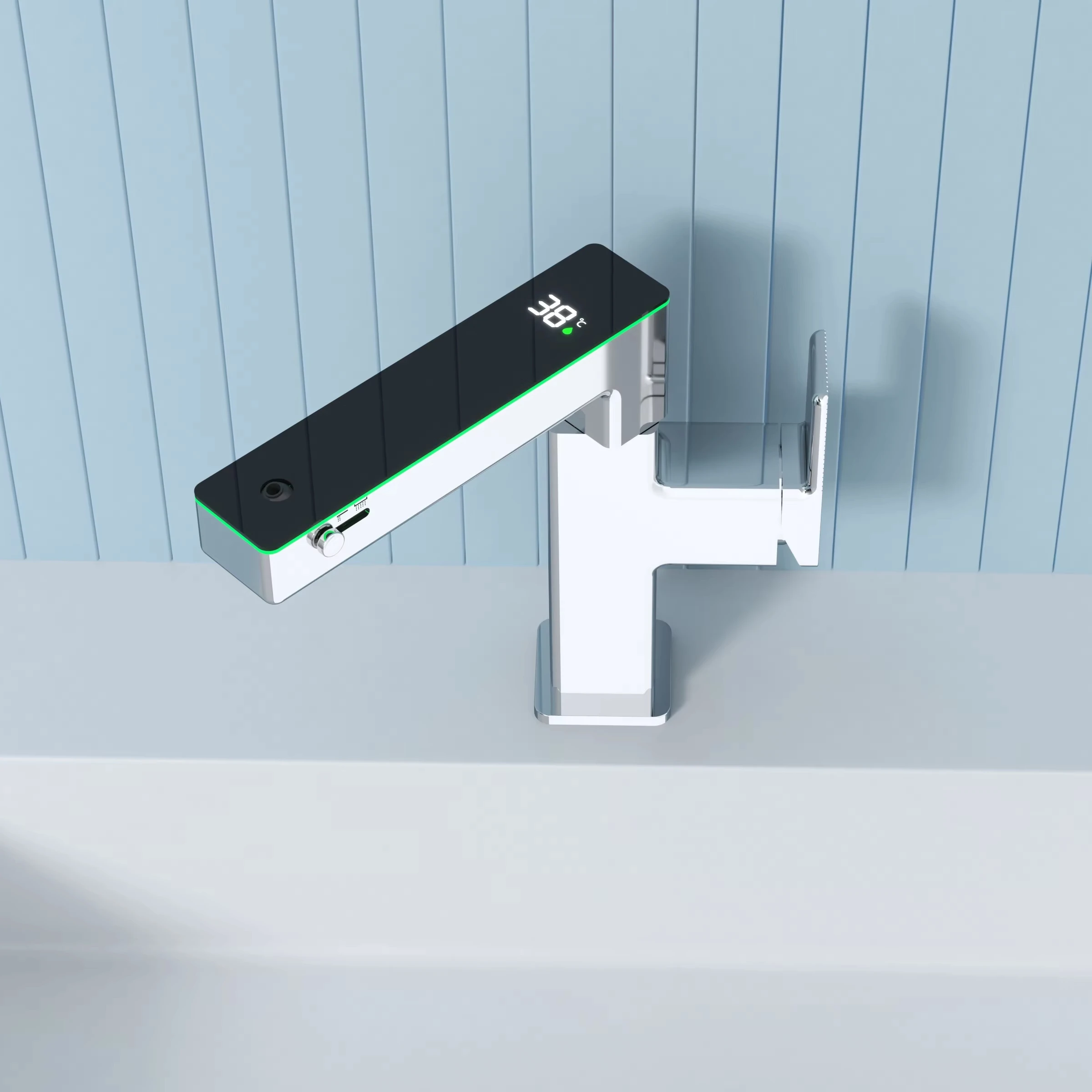 LED Intelligent Digital Temperature Display Hydroelectric Power Smart Surround Atmosphere Brass Chrome Bathroom Basin Faucet