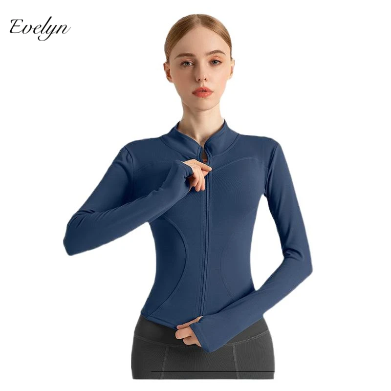 EVELYN OEM ODM High Elastic Quick-Drying Sports Jacket Stand-up Collar Slim Fit Slimming Yoga Jacket Workout Clothes Jacket