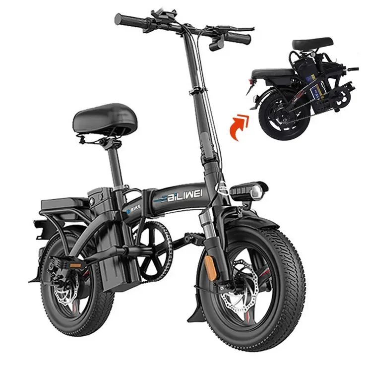 Mini 14 inch 48V30AH 100-110KM Foldable Electric Bike 400W City E-bike   For Adults  Bicycle electric scooter bike e-bicycle