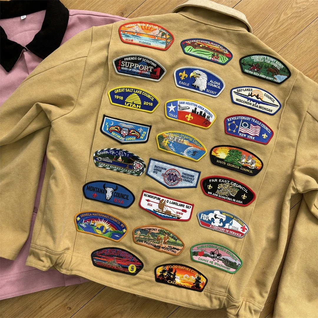 Topshow Custom Embroidery Patch Heavy Canvas Workwear Jacket Vintage Worker Heavyweight Men Detroit Carpenter Chore Jacket