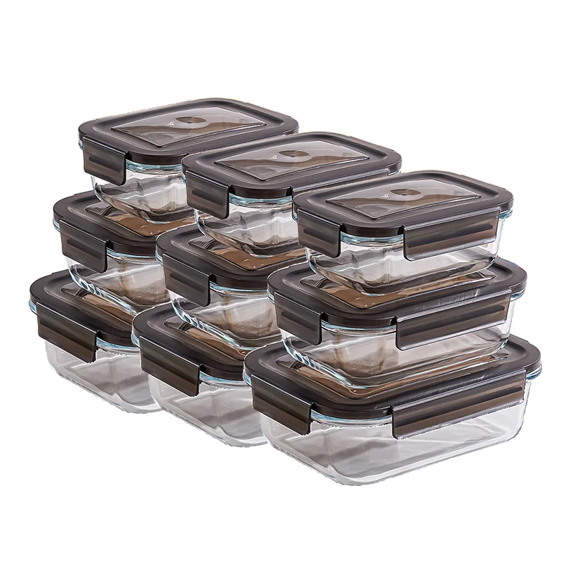 Glass Food Storage Containers: Leak-Proof Meal Prep Containers with Lids Suitable for Microwave and Freezer (10-36 oz )
