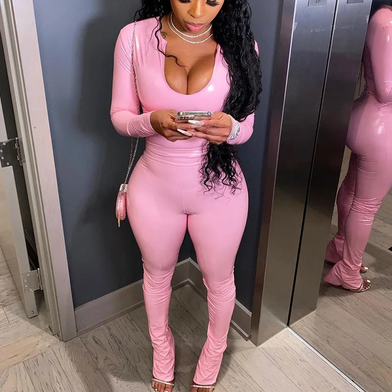  MD-2021012202 2021 Spring New Arrival Women Stacked Joggers Ladies Leggings Tracksuit Two Piece Pants Set Long