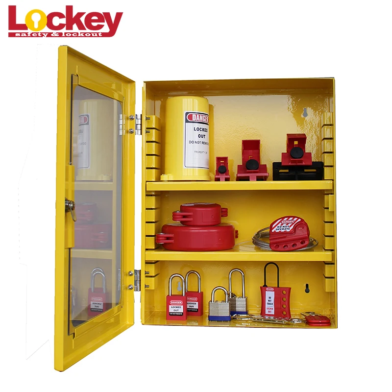Wall Mounted Hardened Yellow Steel Safety Group Combination Management Lockout Tagout Station