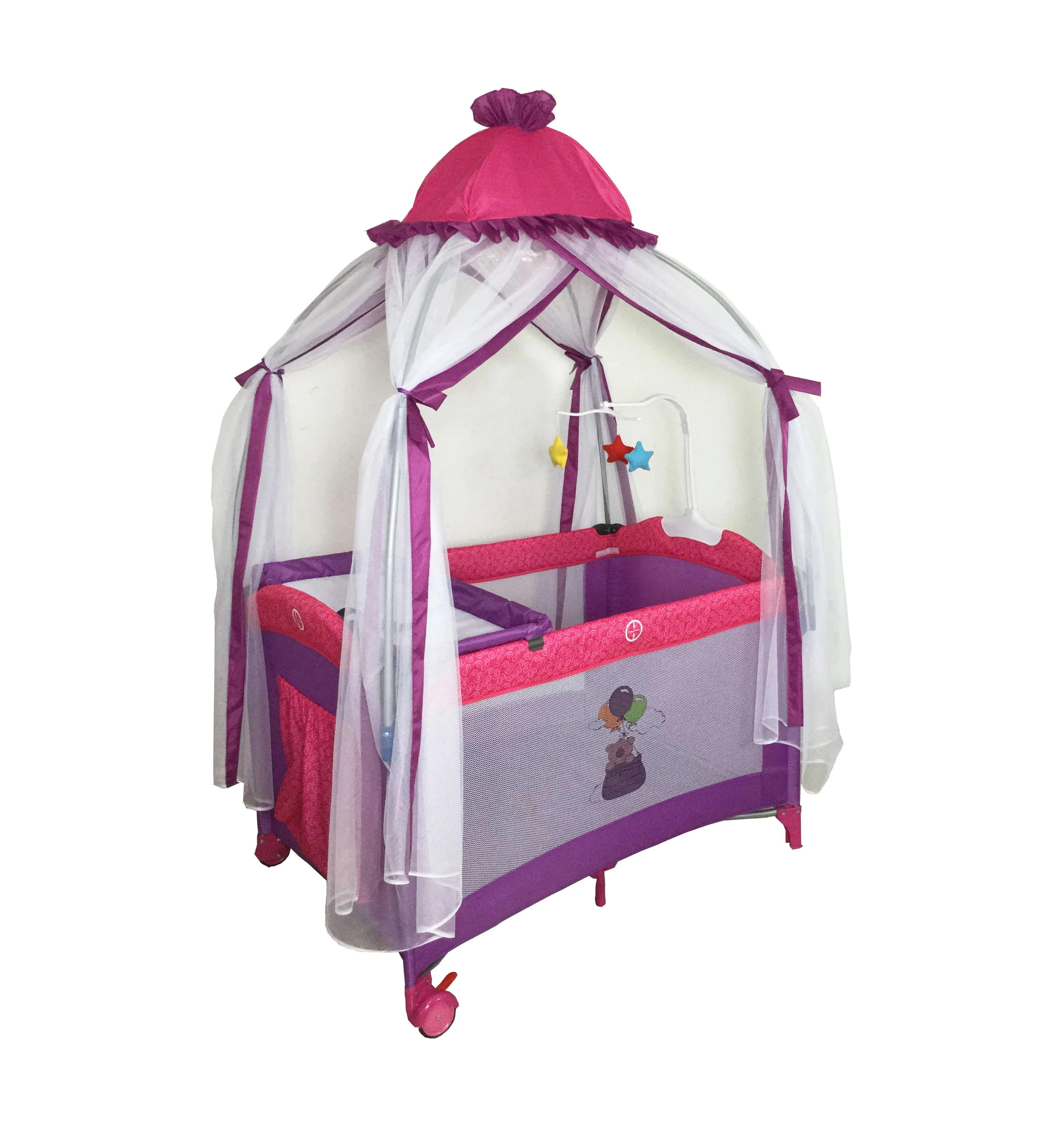 Portable Baby Bed Playard Play Yard Cuna Plastic Playpen Crib Kids Cot Cradle Safety Fence with bassinet rocker