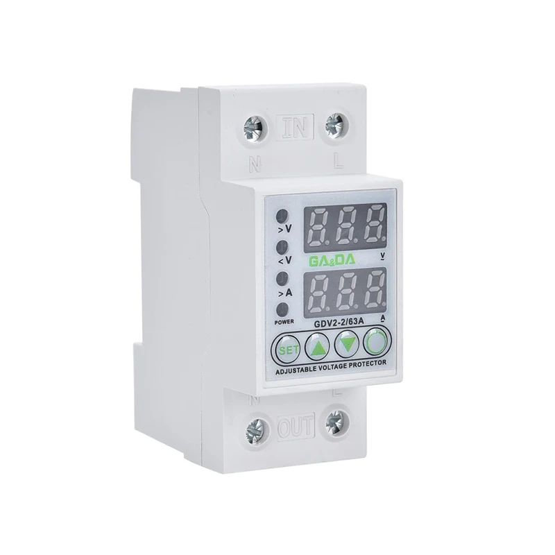 GDV2-2-63A 230V Din rail adjustable automatic recovery reconnect over under voltage protective protector voltage