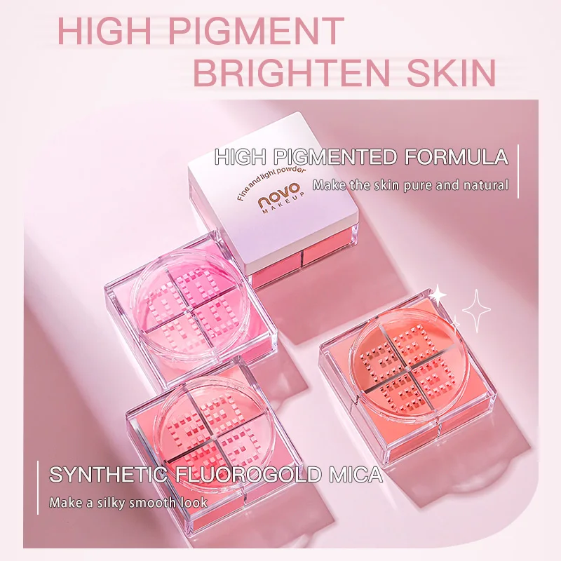NOVO Mini Size Cheek Blusher Natural Contour Matte Powder Blush Pink Red Face Makeup Powder Vegan Blush