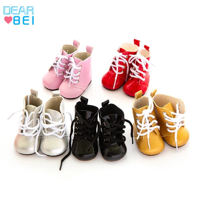 1pair Cute PU Doll Shoes Suit For 18 Inch Doll Boots Shoes Best Gift Accessories For Girl Baby Doll Clothes Accessories
