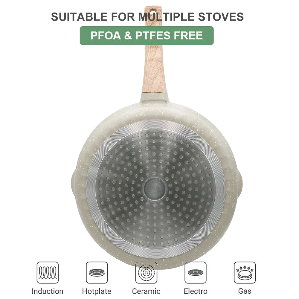 SANLANG High Quality Breakfast Healthy Removable Handle Frying Pan Non Stick Induction Deep Oil Frying Pan