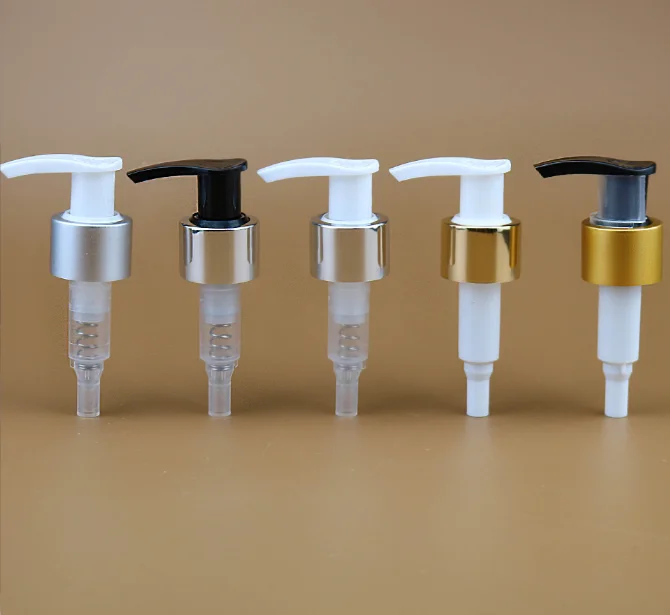 24/410 Aluminum Shiny Gold Matte Silver Long Nozzle Switch Lock Lotion Pump for Cosmetic Bottle