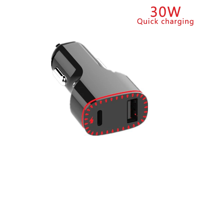  Высокое качество PD 30W QC3.0 быстрое автомобильное зарядное устройство двойной USB A порт со светодиодным индикатором для поставщика мобильных