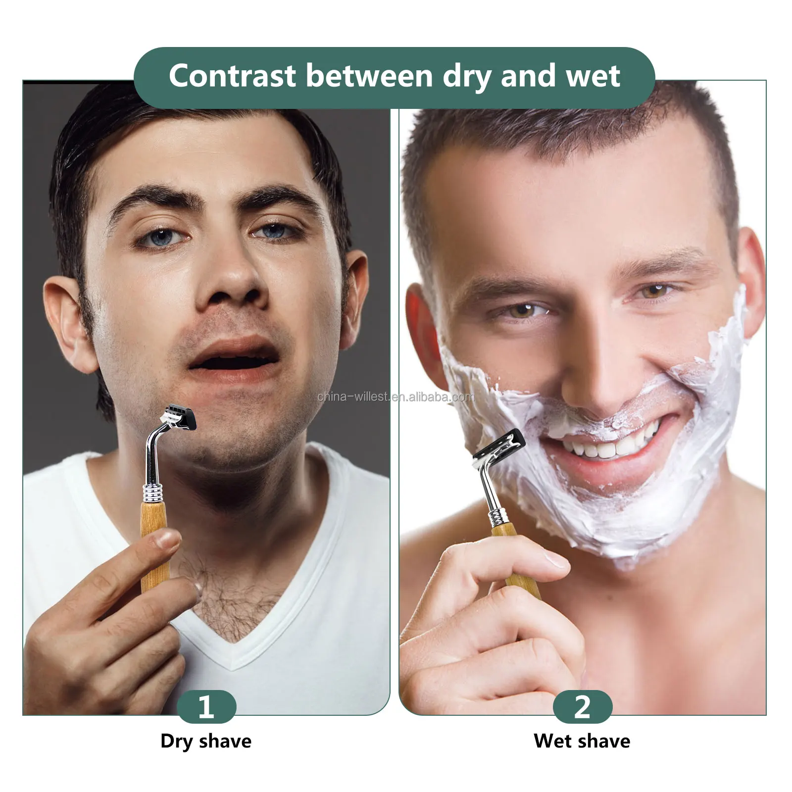 High quality Man use Bamboo handle Razor Eco friendly bamboo made man shaver with OEM logo