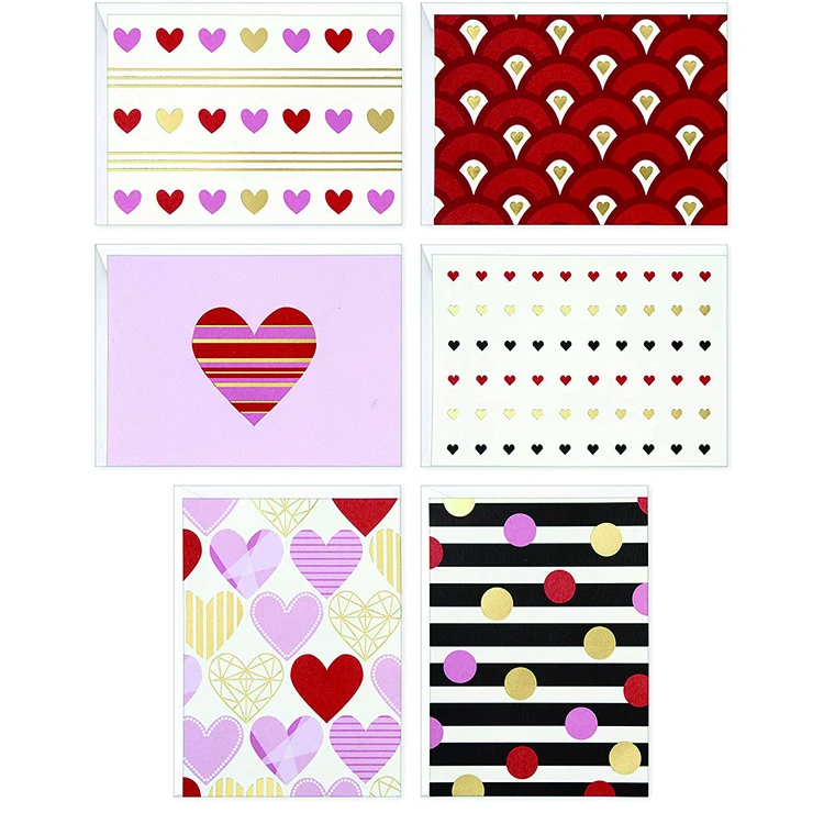 OEM design valentine greeting cards custom printing with envelope