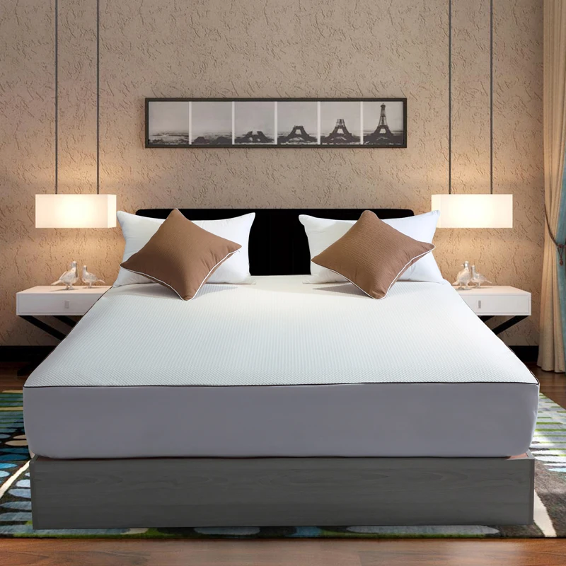 Luxury White Hotel Non Slip Latex Mattress Protector Bed Pad  Knitted Cotton Fabric Fitted Bed Sheet Mattress Cover
