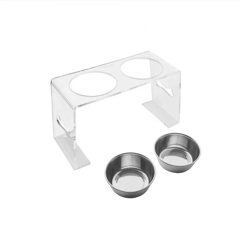  Lucite Clear Acrylic Pet Feeder Stand