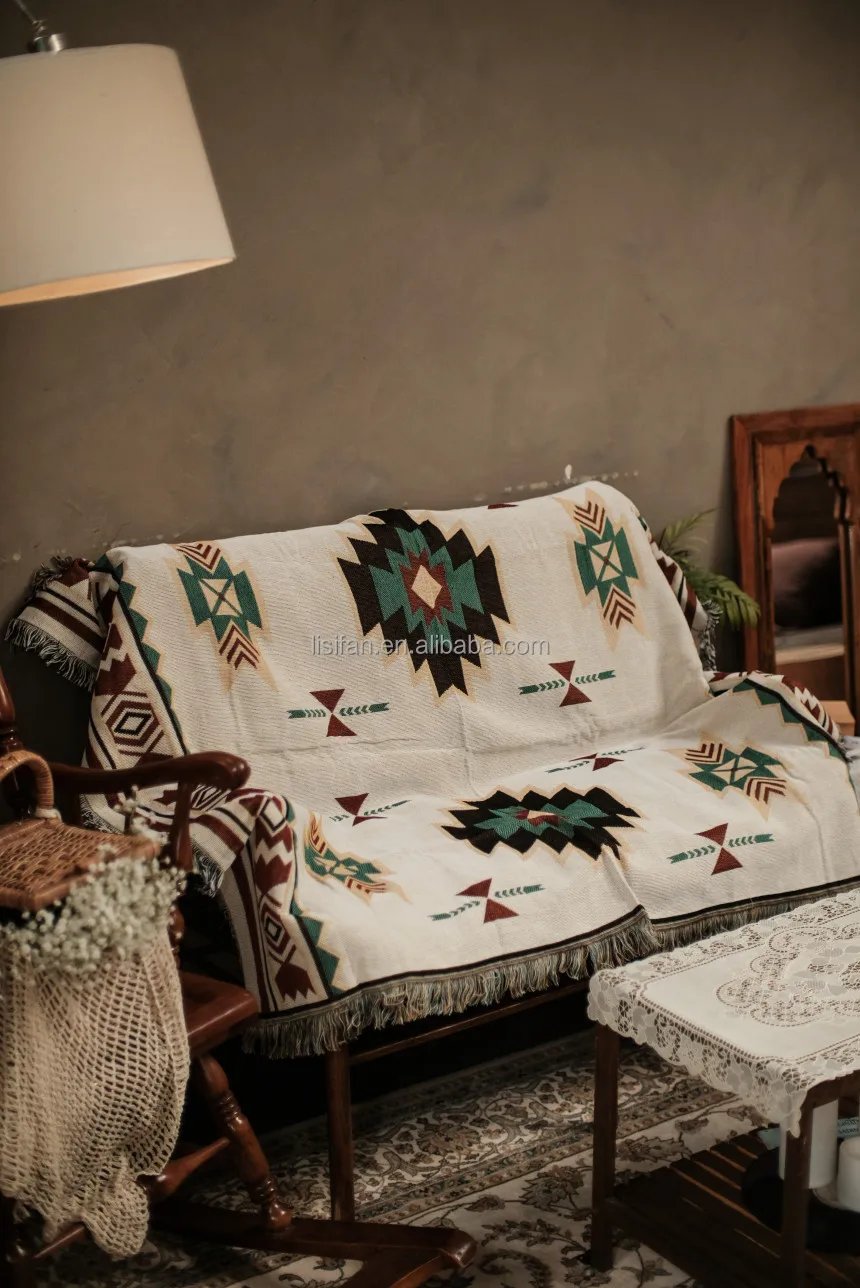 Throw Blanket for Couch Bed Cotton WovenSouthwestern Navajo Throws Tapestry Cover for LivingRoom Chair Sofa Decorative