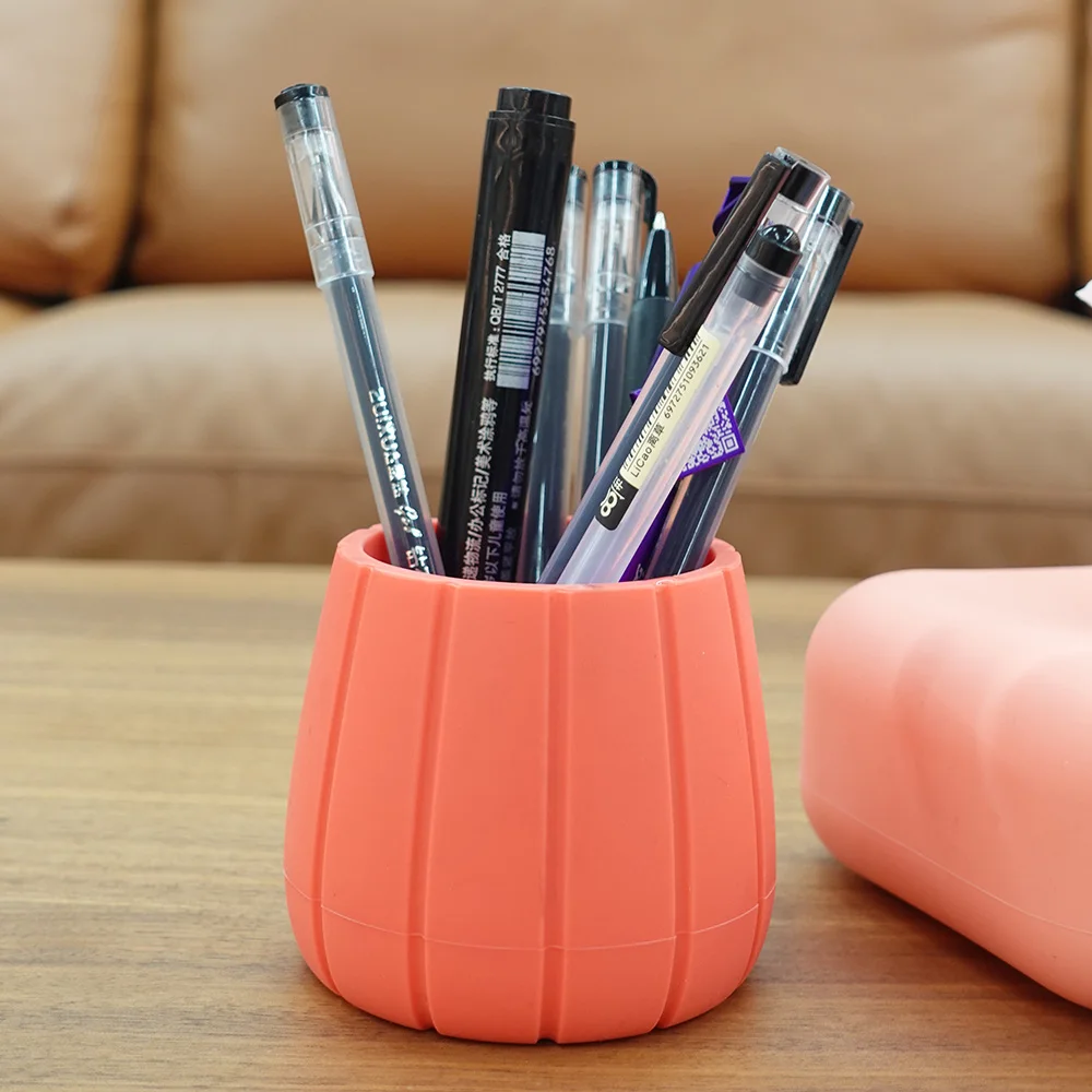 Wholesale Creative Customized Logo Office Desk Silicone Pencil Holder Office Stationery