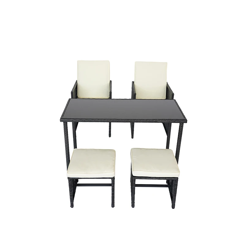 
UN Leisure 5pcs outdoor dining and event table chair set garden wicker furniture 