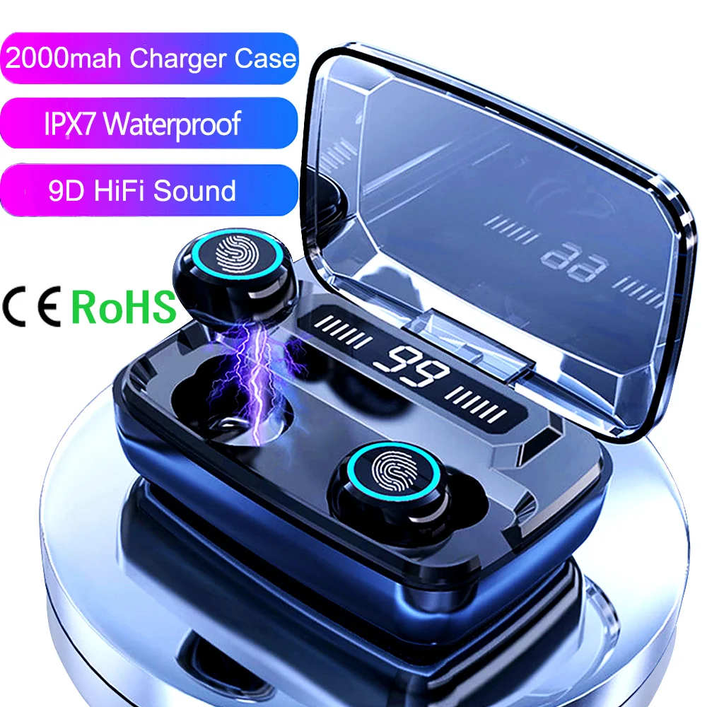 
free shipping 2021 New Sample OK IPX7 2000mah Wireless Earbuds Headphone Gaming Headset TWS Wireless Earphones For 