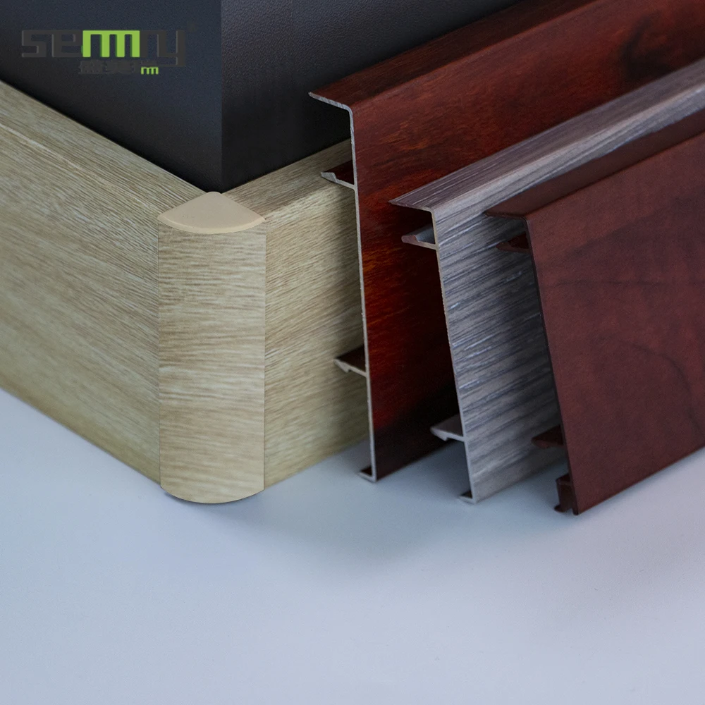 Fire Prevention aluminium wood grain Skirting Board Hotel waterproof aluminium coloured skirting boards