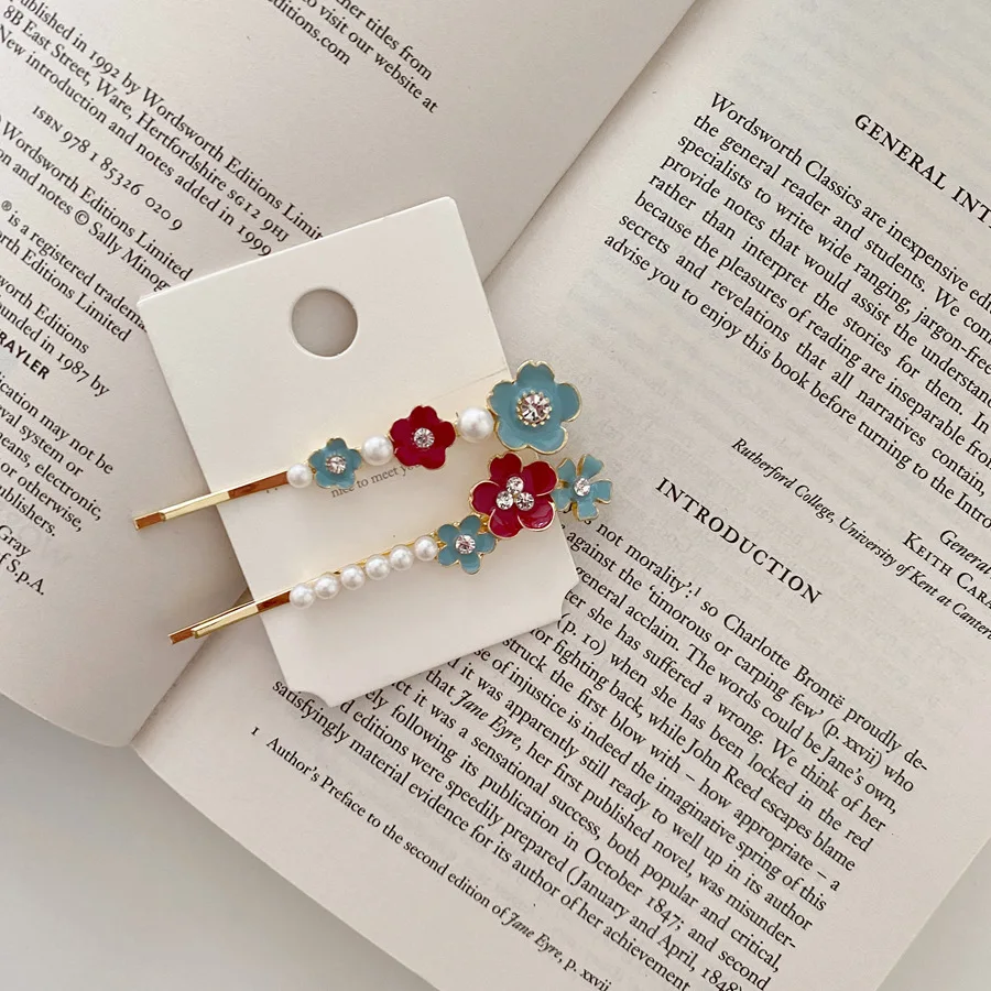HC004B Amazon Горячая продажа 2 шт./компл. ярких цветов Блеск металлические шпильки из акрила с украшением в виде и зажим для волос комплекты одежды