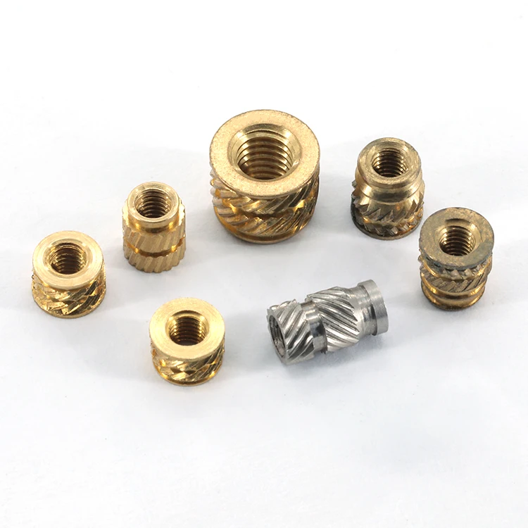 M1.4 M2 M2.5 M3 M4 M5 M6  Brass Insert Nut Knurled Copper Round Head Heat Staking Nut For Plastic Brass Knurled Nut Insert