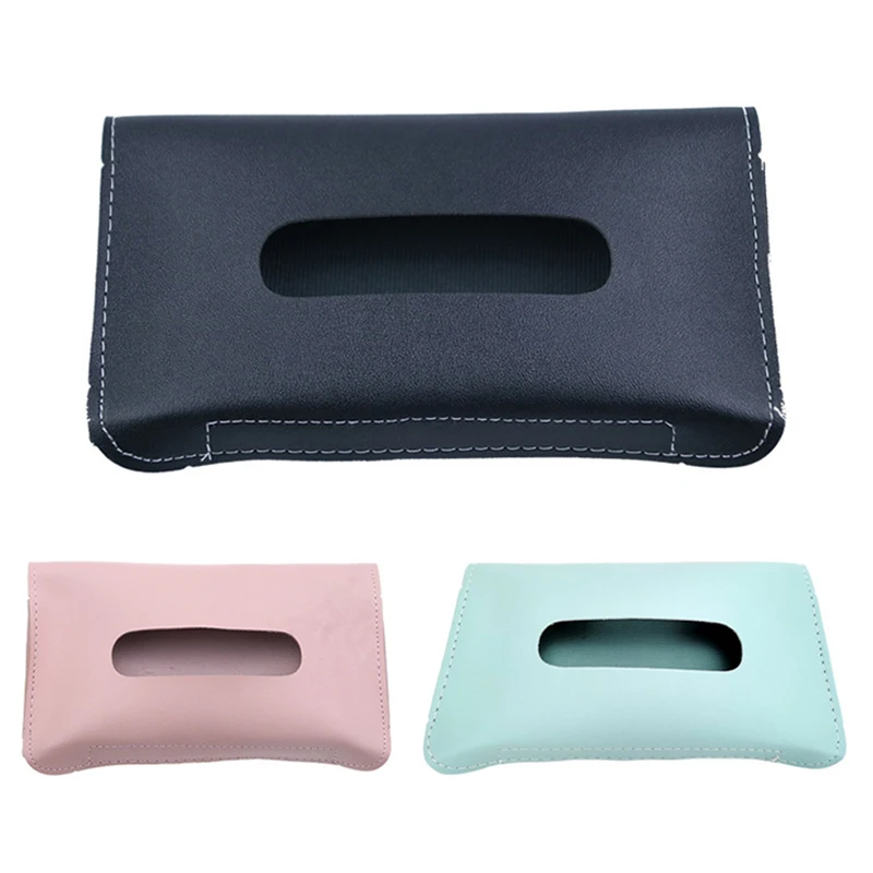 High Quality Car Tissue Box White Hanging Paper Towel Clip Sun Visor Napkin Holder Pu Leather Car Tissue Box