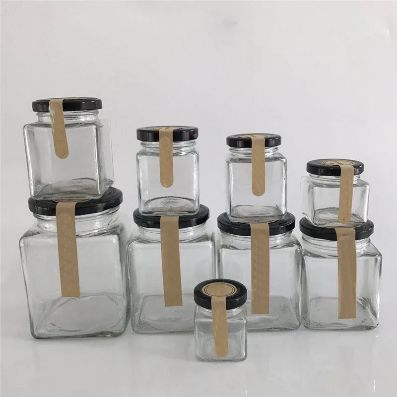 16oz  Food storage container airtight jar container glass 150ml square glass jars