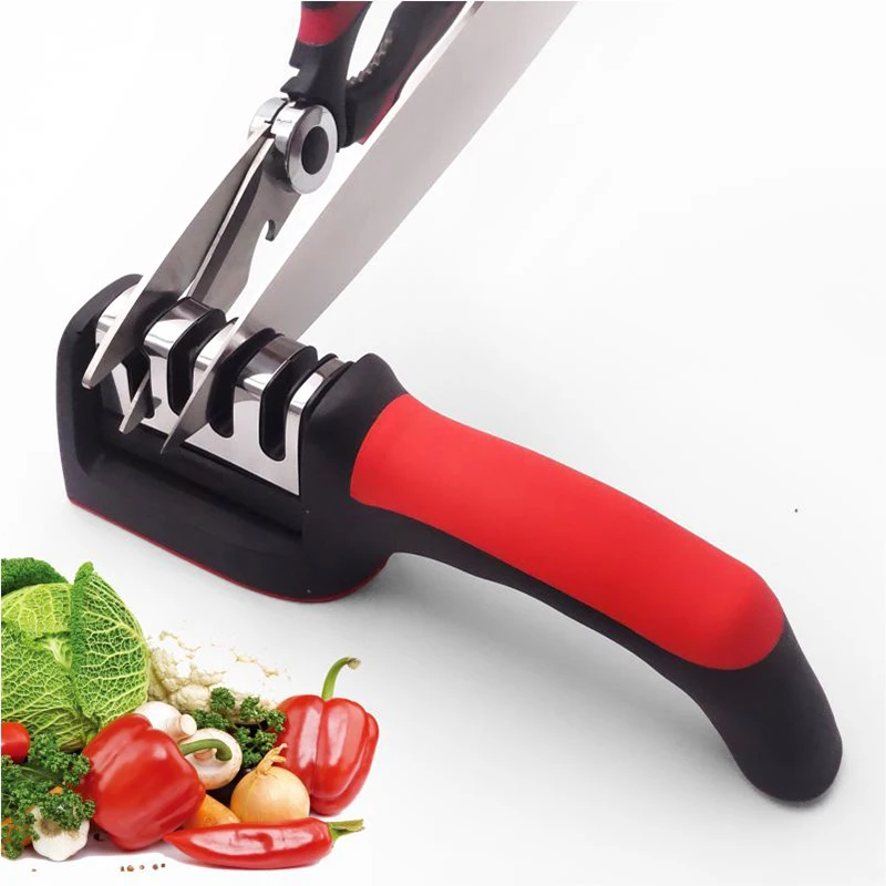 Kitchen Accessories Manual PP Nonslip Handle 4 Stage Rolling Tungsten Scissor And Knife Sharpener Kitchen Knives Sharpening