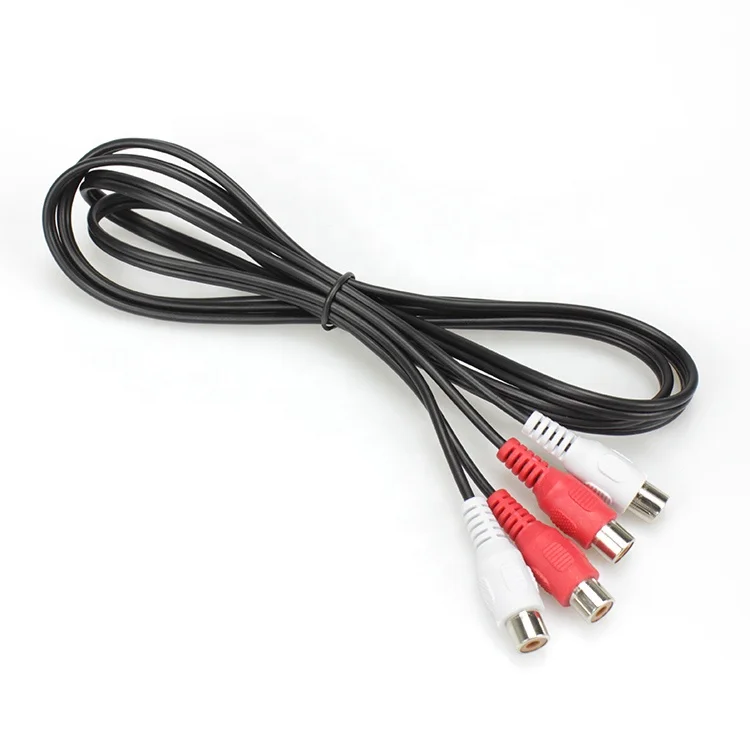 2 RCA Female Audio Cable For DVD Shield  Extension AV Cable