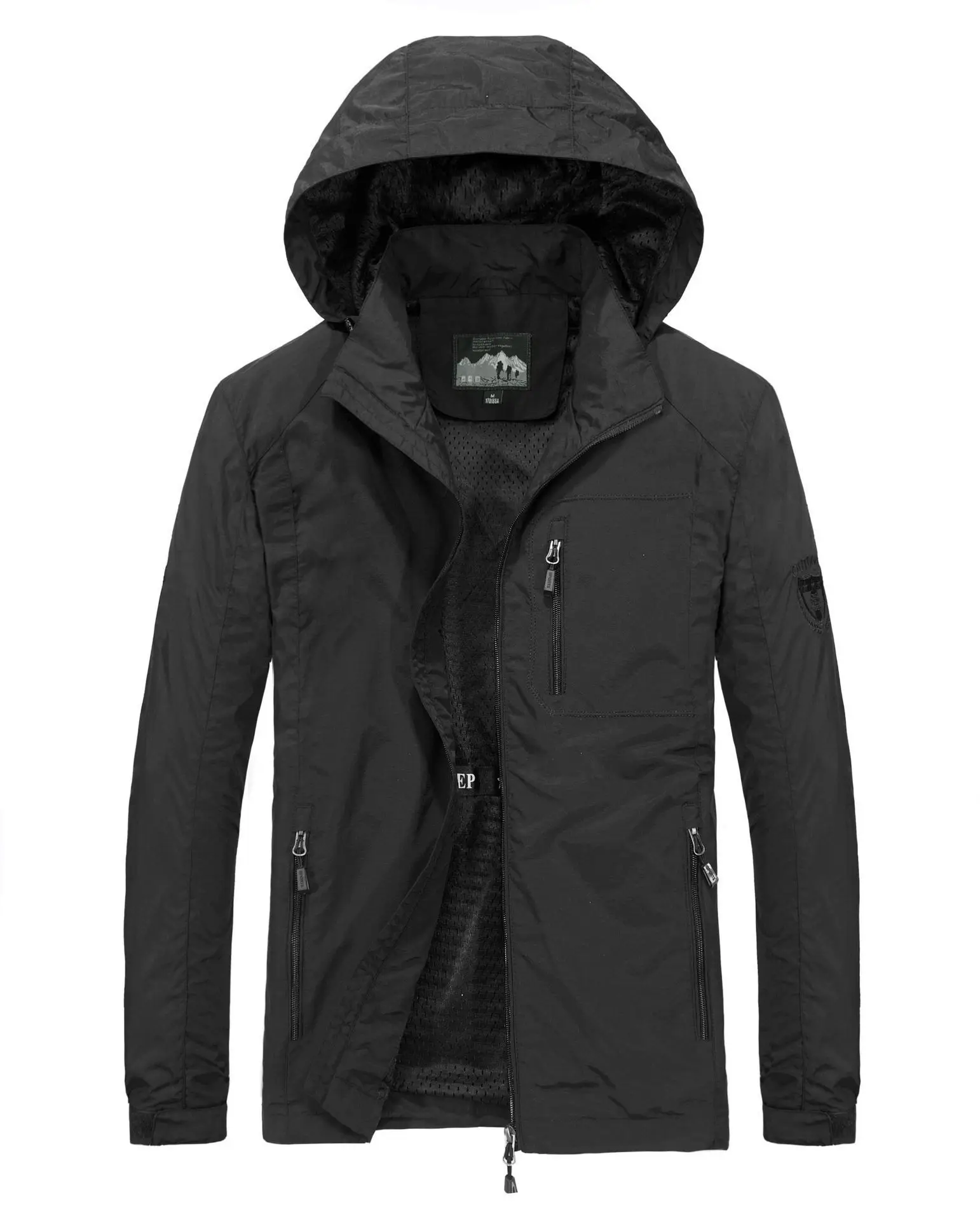 Hot Sell Polyester Nylon Sports Windproof Waterproof Outdoor Light Men Plain Windbreaker Jacket