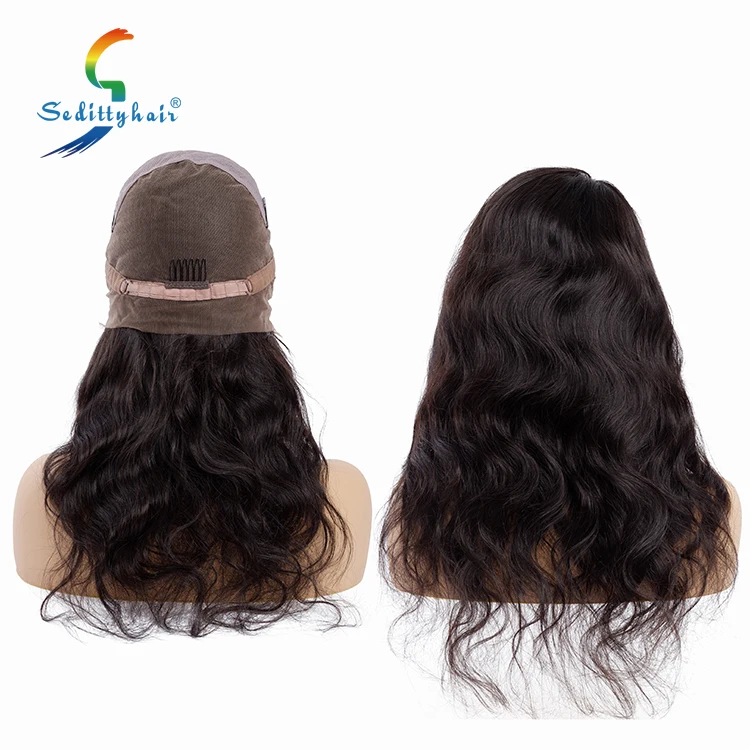 Overnight shipping glueless baby hair body wave 100% peruvian wig human hair full lace wig