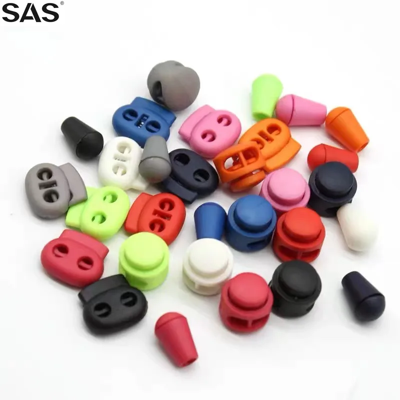SAS Cord Lock Plastic Stopper Custom Color Feature Material Origin Various Shape Plastic Drawstring Stoppers