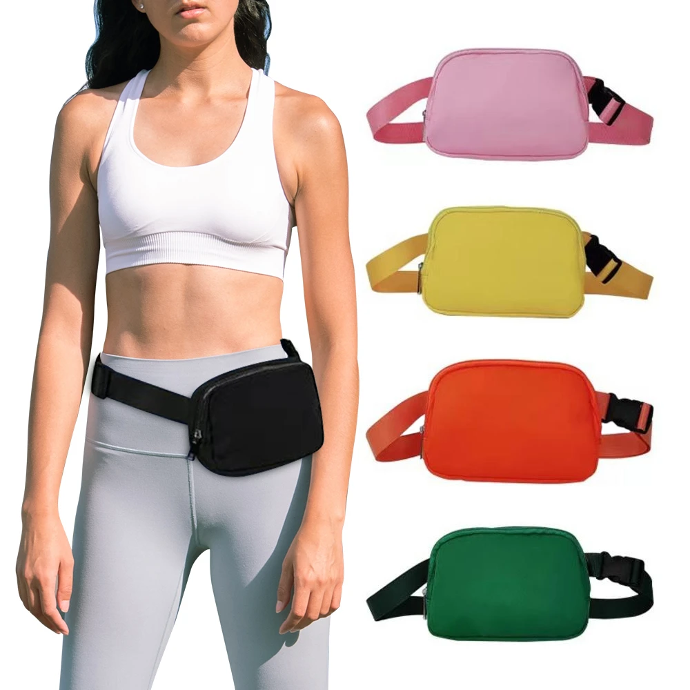 Hot Sale for Lululemon Design Nylon Waist Bag for Women Hiking Traveling Adjustable Strap Zipper Closure Candy Sport Fashion Bum