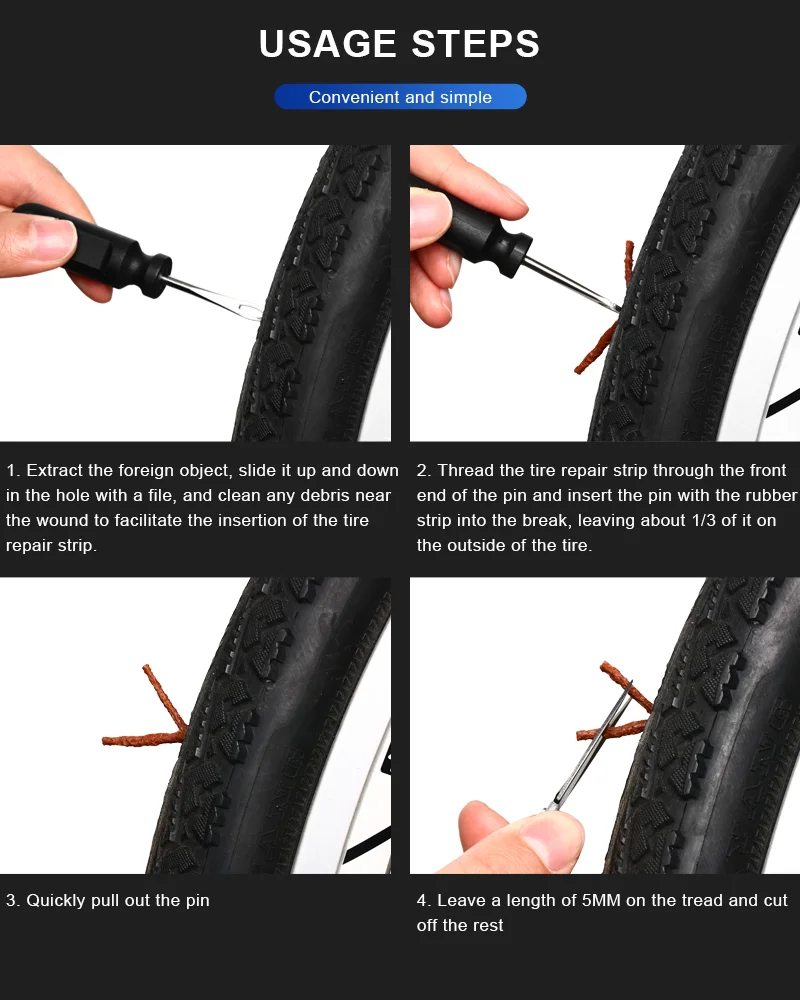 RIDERACE Tubeless Bicycle Tire Repair Kit Mountain Bike Tires Tool Road Cycling Tyre Puncture Sealant Rubber Stripe Drill Set