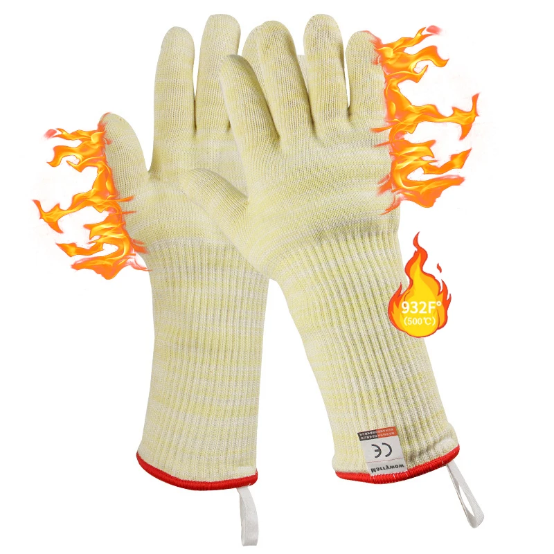 Aramid heat-resistant 500 degrees anti-scald thermal insulation gloves non-slip and flame-retardant winter work glove