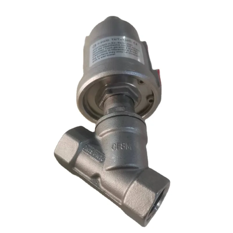 Pneumatic Control Valve PTFE Seal Angle Seat Valve With Screwed end