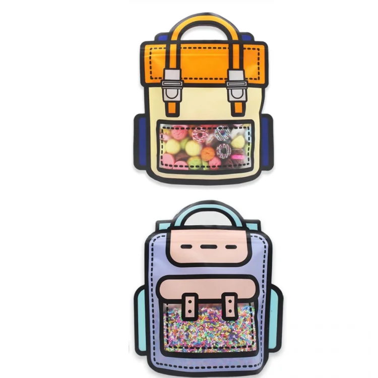 Cartoon Backpack Gift Birthday Goodie Bag with Handle  Plastic Ziplock Seal Bags Smell Proof Resealable Packaging Storage Bags