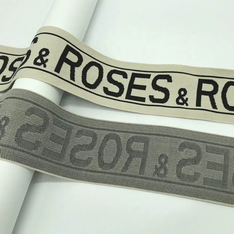 High Quality Jacquard Knit Elastic Webbing Band with letter pattern