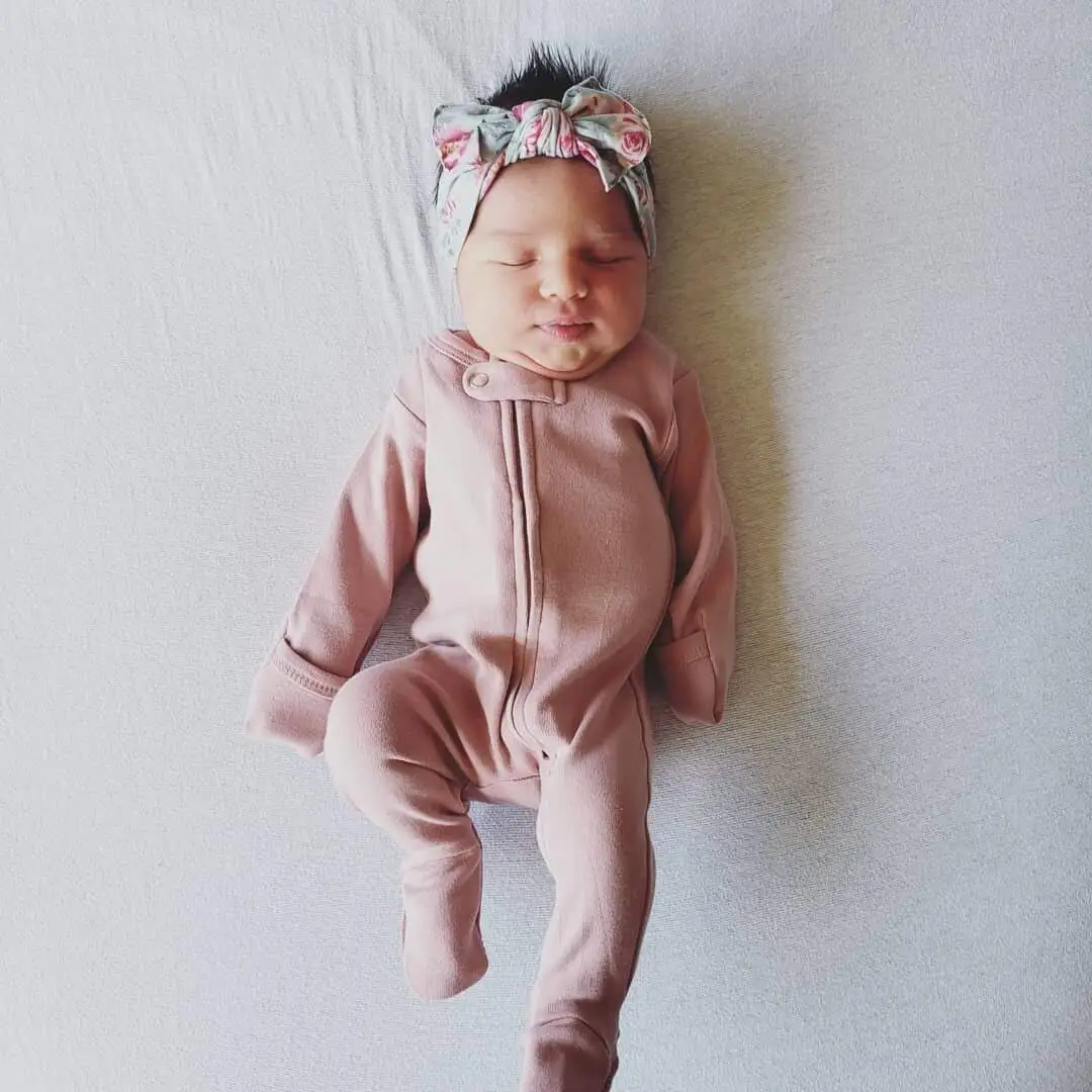 
Customized newborn baby clothes organic cotton long sleeve zipper baby clothes newborn romper pink for baby girl 