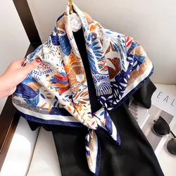 2021 Newest Stock Top Quality Ladies Long Silk Scarf Summer Women Light Weight Oil Painting Designer Inspired Printed Silk Scarf